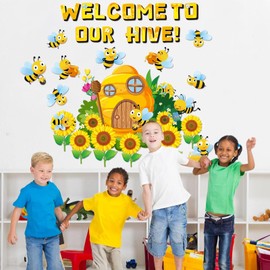 Spring Bulletin Board - Floral Butterfly Plant Cutouts Bee Themed Classroom Decorations Spring Bulletin Board Decorations (bee bulletin board border)