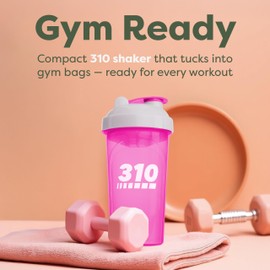 310 Nutrition Protein Shaker Bottle - Durable Blender Bottle Shaker for Meal Replacement Protein Powders, Lemonade Mix, And Pre Workout - BPA-Free & Dishwasher Safe Mixer Cup - Pink