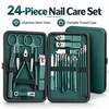 24-Piece Stainless Steel Manicure Pedicure Set – Green Nail Clippers,