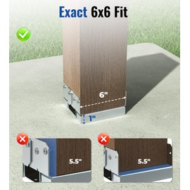 vikofan 10-Pack 6x6 Post Base Heavy Duty - Galvanized Steel Deck Post Bracket for Ground Contact, Lift Post 1" - Fits True 6x6 Wood Posts for Decks, Pergolas, Fences (Outdoor Post Anchor)