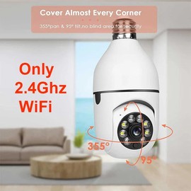 Secure Your Space with Indoor E27 Light Bulb Security Camera: 355° Pan/Tilt Panoramic IP Camera, 2.4GHz & 5GHz WiFi, 1080P Smart Home Surveillance. Motion Detection, Night Vision, Two-Way Talk. SENTKENG CAMERA-YCC365 PLUS APP. No TF/SD Card Needed - feat