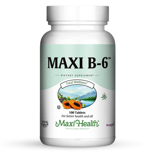 Maxi Health B-6 - Vitamin B6-100 mg Cardiovascular Health - 100 Tablets - Kosher (100 Count)
