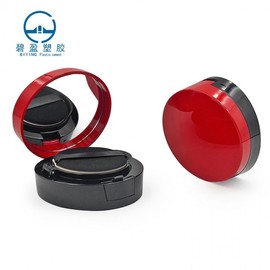 Mesh Cushion Empty Compact Case - Rose Red with Pink Puff & 15 Sponge Powder Puffs Plastic 4ea