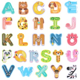 LOVESTOWN 26PCS Large Size Magnetic Letters, Cute Animal Alphabet ABC Magnets Colorful Uppercase Animals Toys Set for Fridge Educational Spelling Learning Games Kids Toddlers