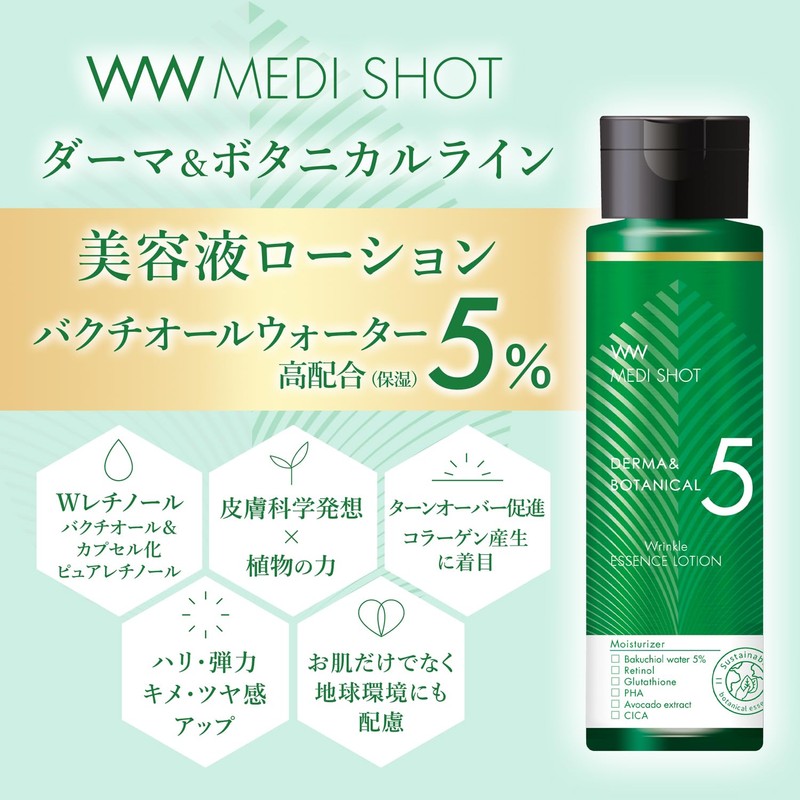 MEDI SHOT (メディショット) Derma & Botanical Wrinkle Serum Lotion 150mL