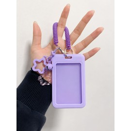 Tarjetero de Identificación de Silicona, con Llavero Retráctil y Dijes de Estrella, Porta Credenciales para Tarjetas de Identificación, Tarjetas de Acceso y Pases.