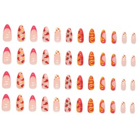 FRCOLOR 48pcs Press Nails for Women Cute Fruit Design False Nail Tips Ultra-thin for Manicure for Parties Weddings and Everyday Wear