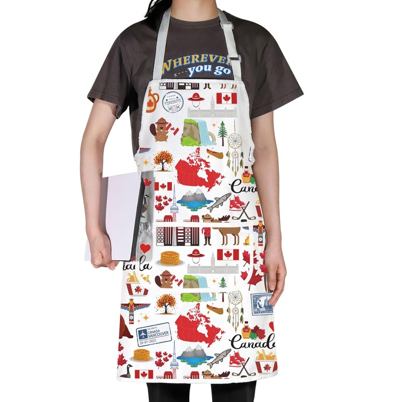 MYSOMY Canada Cooking Apron Canadian Kitchen Apron Canada Maple Leaf