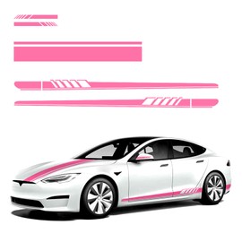 QianBao Car Side Sticker Rear View Mirror Stickers Auto Hood Sticker Body Racing Sports Decals Set Stripe Graphics Body Sports Decoration Decals 5PCS Pink