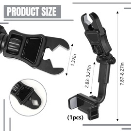 wuyaoyao Rear View Mirror Phone Holder for Car, 360° Rotatable Adjustable Cell Phone Holder for Rearview Mirror & Headrest, Multifunctional Phones Mount Universal for All Smartphones (Black+Gray)