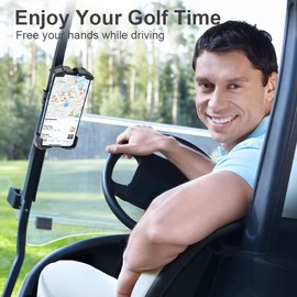 TOPGO Golf Cart Phone Holder, No Shaking Phone Holder for Bike, One-Handed Pick and Place Motorcycle Phone Mount for Handlebars (Black, Medium)