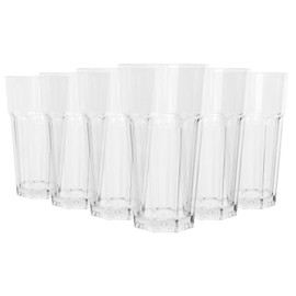 Argon Tableware Reusable Plastic Glasses - 580ml - Pack of 6 - Highball Glasses - Clear Cocktail Champagne Unbreakable Tumbler Drinking Cups for Garden, Parties, Weddings, BBQ and Picnic