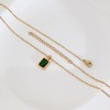 18k Tiny Square Emerald Necklace Green Necklace Gold Pendant Necklace