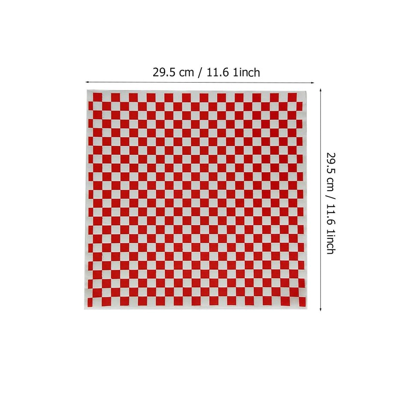 100 Sheets Red and White Checkered Dry Waxed Deli Paper