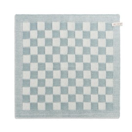 KNIT FACTORY - Kitchen Towel Block - Kitchen Towels - Drying Towels for the Kitchen - Kitchen Must Haves - Block Motif - Ecru/Stone Green - Traditional Look - 50 x 50 cm