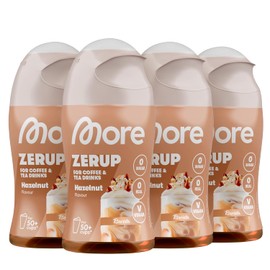 MORE Barista Zerup, Hazelnut, 4 x 65 ml, for Coffee, Tea and Hot Drinks, Vegan, Zero Calories - Made in Germany