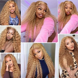 22 24 26 Inch Honey Blonde Bundles Color 27 Curly Human Hair Bundles Brazilian Honey Blonde Kinky Curly Bundles Human Hair Color #27 Bundles Remy Hair Extensions
