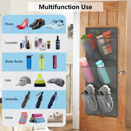 DEYILIAN 2 Pack 12 Large Mesh Pockets Closet Door Hanging Shoe Rack Organizer Narrow Shoe Holder, Wall Mounted Shoes Rack with Removable Sticky Hanging Mounts for Camper RV Shoe Storage No Drilling