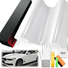 1.6FTx5FT PET Super Gloss Metallic Pearl White High Glossy Vinyl Wrap Auto Car Sticker Decal Film Sheet Bubble Free Air Release Technology with Tool Set