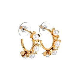 Kenneth Jay Lane Womens' Pearl Hoop Pierced Earrings (Flower Stations)