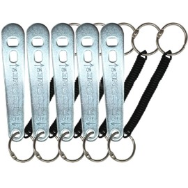 ResOne Oxygen Tank Key Wrench with Bungee Cord 5 pack - Heavy Duty Steel Oxygen Accessories for Medical Cylinder Oxygen Tanks, Fits CGA-870 Post Valves, Durable Metal Keychain Oxygen Tank Wrench