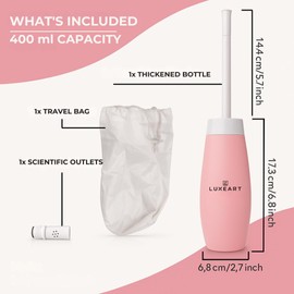LUXEART Mobile bidet SPA, hand travel bidet with bag, portable intimate shower in pink, designed in Germany