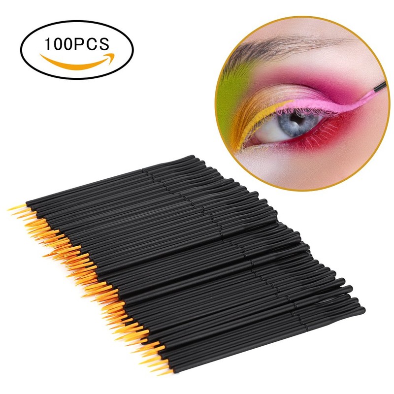 Makeup Brush Eyeliner, Pack of 100 Disposable Eye Sticks, Fine