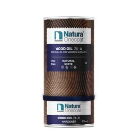 Natura Onecoat Wood Stain Oil - 769 ft² - 1.3 L, Natural White – Wood Finish for Interior Furniture & Floor - Linseed Wood Oil - Fast-Drying - Environmentally Friendly - Extra Durable Hard Wax Oil