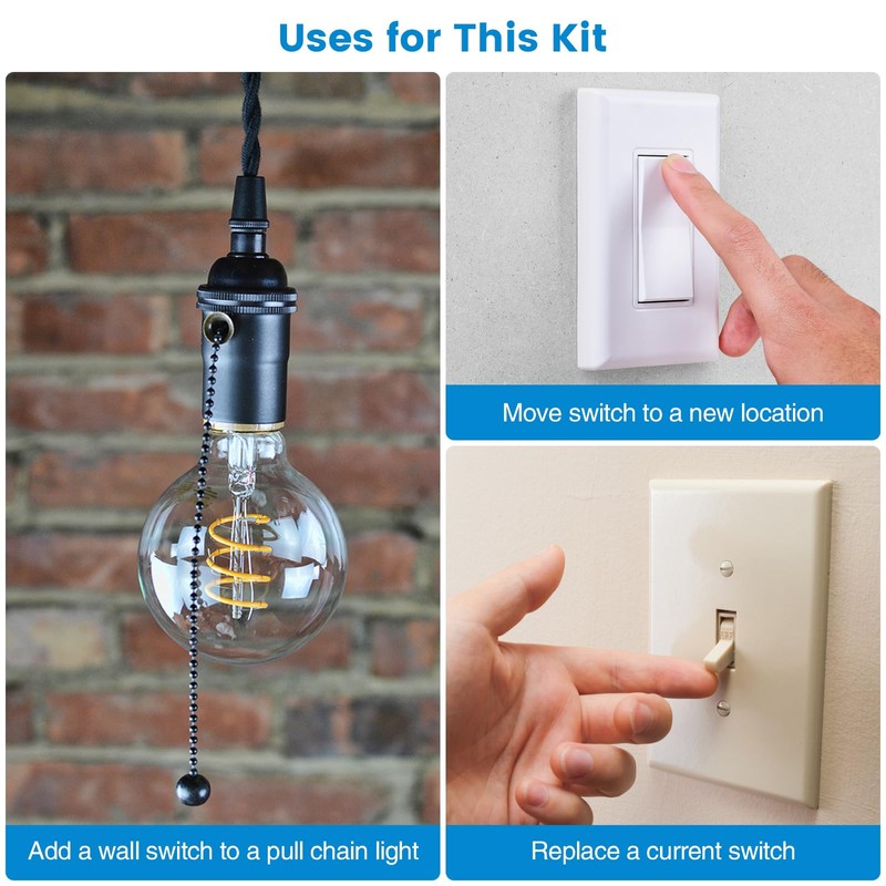 Wireless Light Switch and Receiver Kit, Ortis 300ft RF Range