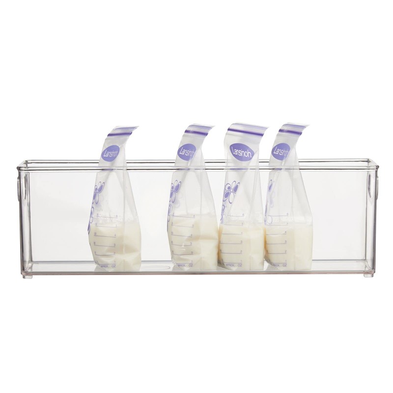 mDesign Plastic Long Stackable Storage Organizer Container, Organization Bin w/Handles