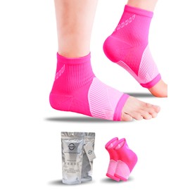 Rolxmed Womens Ankle Support Brace Elastic Compression Sleeve Neuropathy Plantar Fasciitis Relief Sport Socks for Women & Men (Pink, S)
