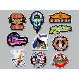 Classic Rock Sticker Pack (10 Stickers) Set 9 Retro 70s Vinyl Album Art Waterproof Collectible Tour Merch Music Fan Gift Vintage Design Radio hit Stage Gear Analog Sound Band Decal Concert Style