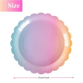 PHUNAT 50PCS 9''/23cm Rainbow Color Paper Plates, Heavy-Duty Party Tableware for Birthday, Baby Shower, Unicorn Party Theme Party Decorations