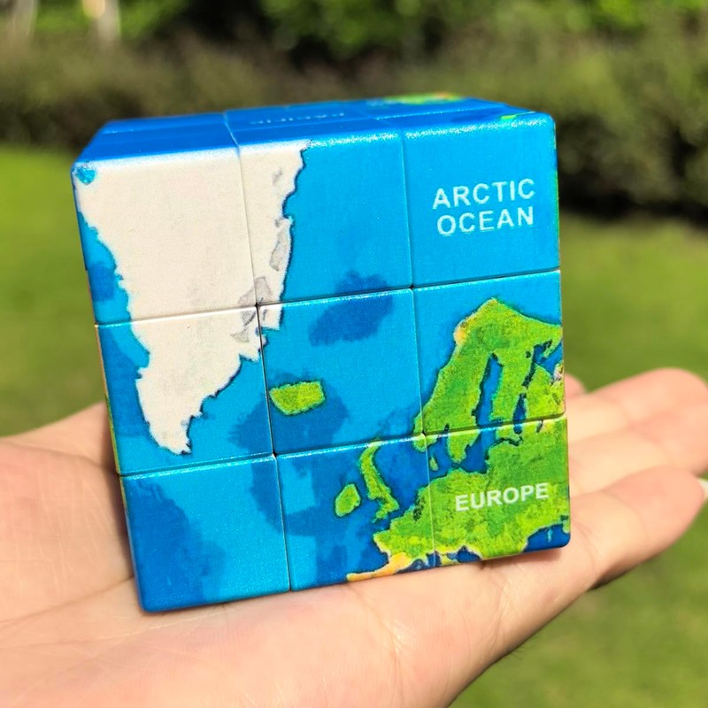 3x3x3 World Map Design Speed Cube Geography Puzzle,Educational Brain Teaser