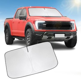 YIZHUOMY Front Windshield Sun Shade Compatible with Ford F150 F-150 F250 F350 F450/Explorer Sun Visor Protector Blocks UV Rays Sunshade for Explorer Foldable Interior Accessories