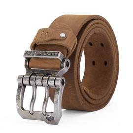 BISON DENIM Men's Belts Leather Dress Genuine Leather Classic Heavy Duty Buckle Belt Casual for Jeans