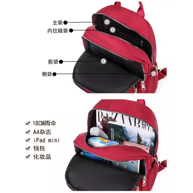 KH Mochila Bolsa Capitonada Dama Mujer 6 Cierres Viaje Escolar