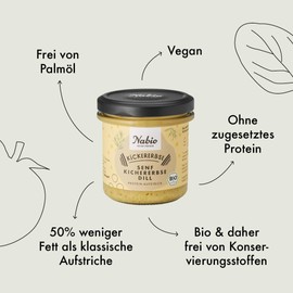 NABIO | Protein-Aufstrich Kickererbse Senf Dill Kichererbse I auf Basis von Kichererbsen I angenehm cremig I (1 x 140g)