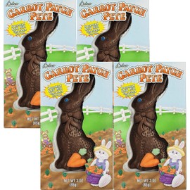 Large Easter Chocolate Bunny Holiday Treats, Decorated Solid Smooth Milk Chocolate, Party Bag Fillers, Individually Boxed, Kosher Certified Dairy, 3oz Chocolate Bar (4-Pack)