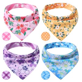 PAWCHIE Spring Dog Bandanas Small Reversible Styles Pet Triangle Scarf Bibs - Adjustable with Two Snaps - Kerchief Set Accessories for Dogs, Puppy, Cats, L