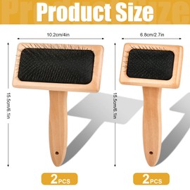 Lainballow 4 PCS Wool Carders, Wooden Hand Carders for Wool, Needle Felting Brush, Slicker Brush with Solid Wood Handle for Craft Felt Project, Dogs, Cat