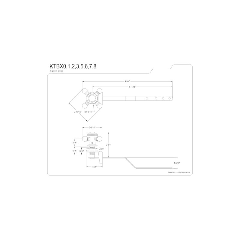 Kingston Brass KTBX1 Buckingham Toilet Tank Lever, 2-7/8-Inch Handle Length,