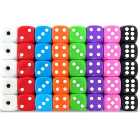 Smith’s® 40 Pack of Eco Friendly Dice | 16MM | 6 Sided Dice | No Harmful Materials | Rounded Edges for Smoother Rolling | 8 Beautiful Custom Colours