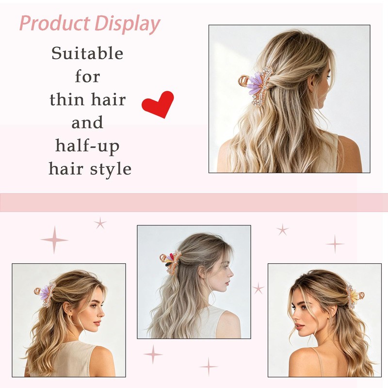 3 PCS rhinestone sparkling crystal flower metal hair clip suitable