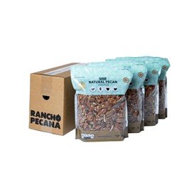 RANCHO PECANA - Natural Pecan Halves, 8 LB, 4-Pack (4 Bags of 2 LB each), Grain Free, Gluten Free, Non-GMO, Vegan Snack, Organic Nuts, Kosher, Keto, 3g Protein per 1 oz, Resealable Bag