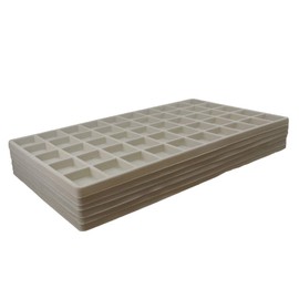 N'icePackaging 6 Qty Ivory-Tusk White 50 Slot Flocked Storage Tray Inserts - for Merchandise Jewelry & Organization