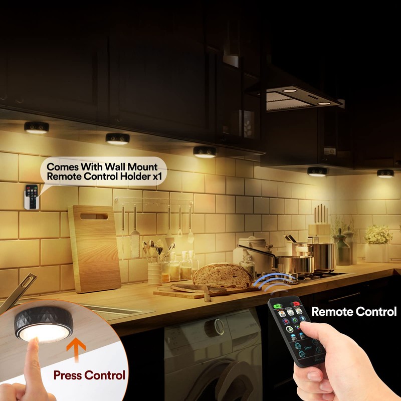 TECOMLIGHT LED Puck Lights with Remote Control, Battery Operated Wireless