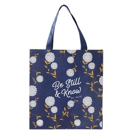 Be Still and Know Reusable Shopping Bag in Navy - Psalm 46:10