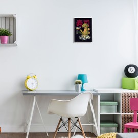 Stupell Industries Godzilla Japanese Text Ocean Waves Shark Sushi, Design by Michael Buxton