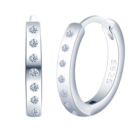 Yumilok Minimalist Earrings Women's Cubic Zirconia Hoop Earrings 925 Silver for Women Mum, Sterling Silver